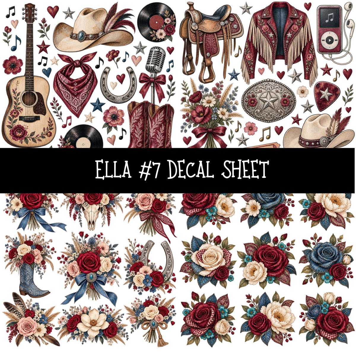 Ella UV DTF Decal sheets 12 Designs available