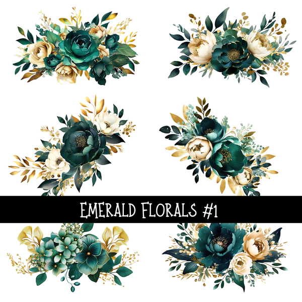 Emerald Florals - UV DTF Decal sheets