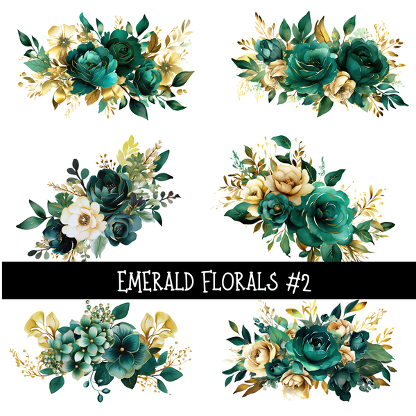 Emerald Florals - UV DTF Decal sheets