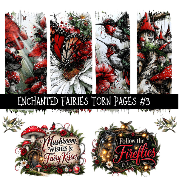 Enchanted Fairies Torn Pages UV DTF Decal sheets 9 Designs available