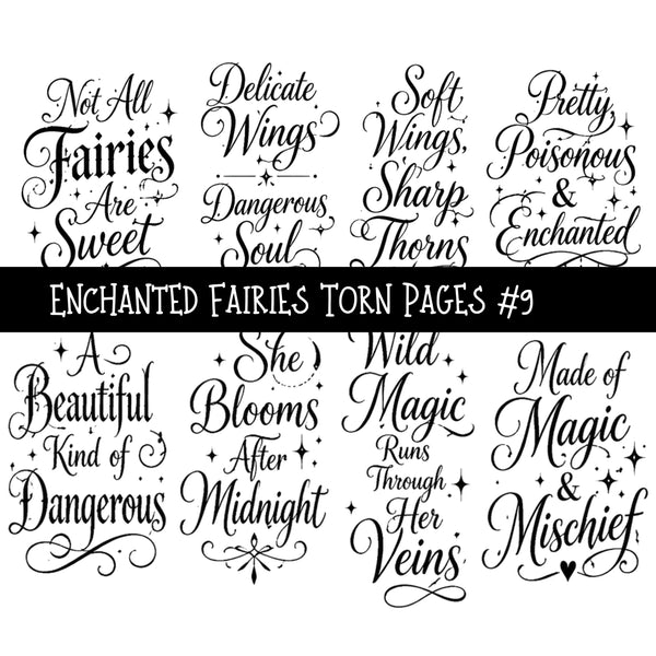 Enchanted Fairies Torn Pages UV DTF Decal sheets 9 Designs available