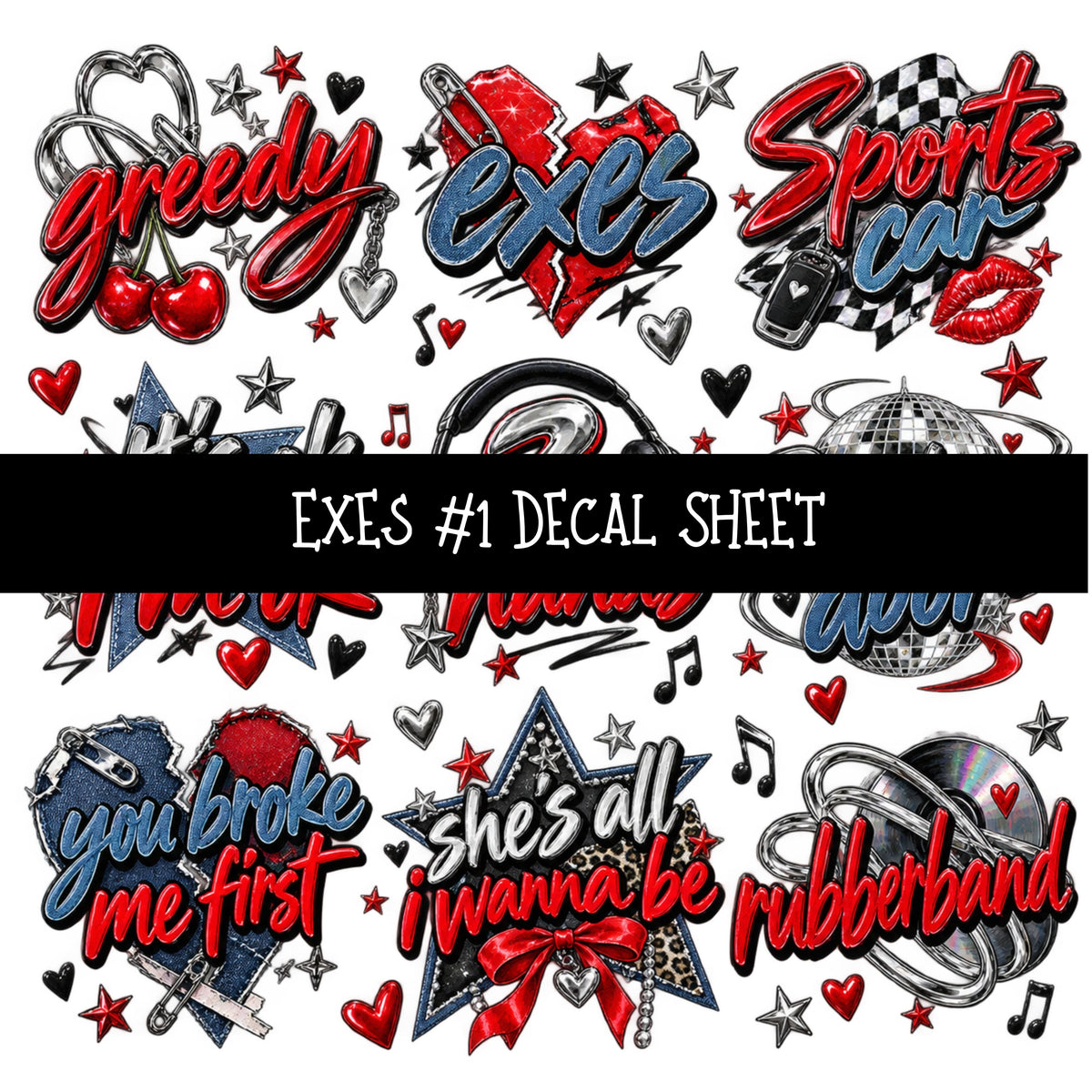Exes UV DTF Decal sheets 11 Designs available