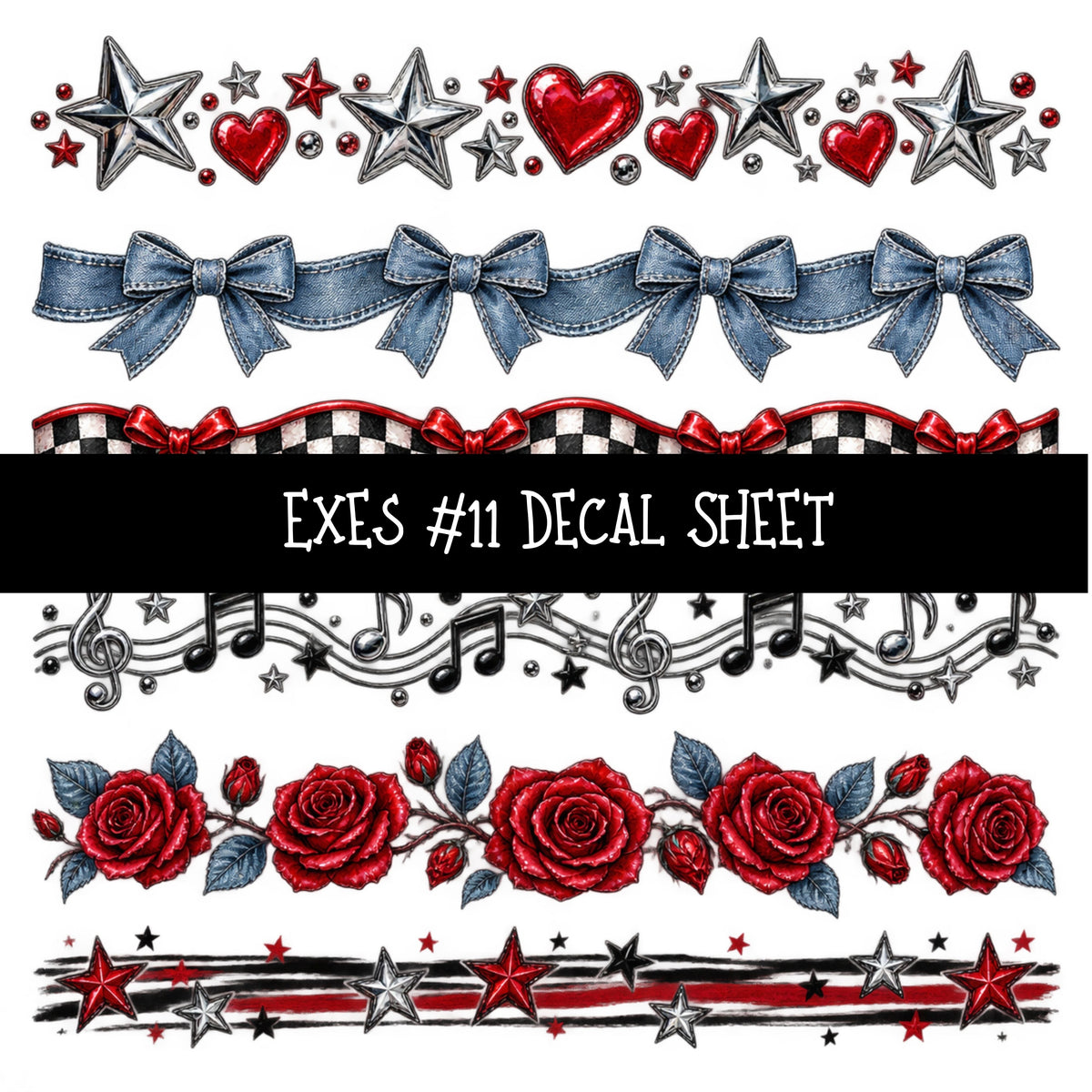 Exes UV DTF Decal sheets 11 Designs available
