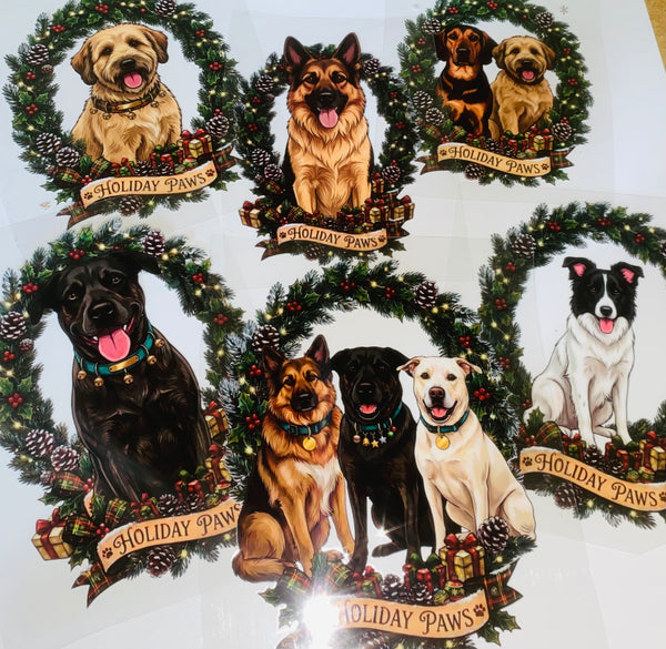 Custom Holiday Paws Decal- UV DTF Decal