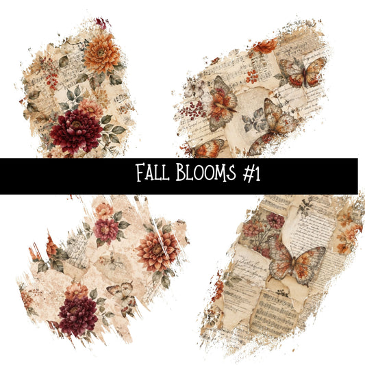 Fall Blooms Torn Pages UV DTF Decal sheets 7 Designs available