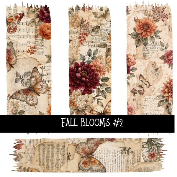 Fall Blooms Torn Pages UV DTF Decal sheets 7 Designs available
