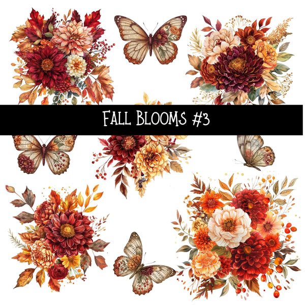 Fall Blooms Torn Pages UV DTF Decal sheets 7 Designs available