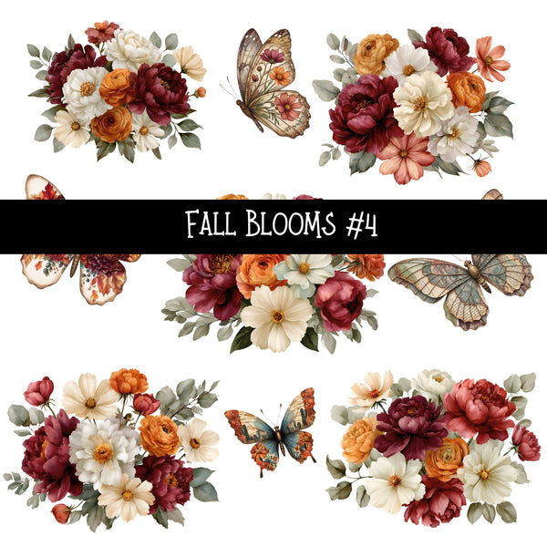 Fall Blooms Torn Pages UV DTF Decal sheets 7 Designs available