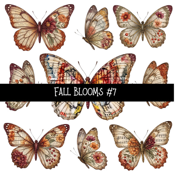 Fall Blooms Torn Pages UV DTF Decal sheets 7 Designs available