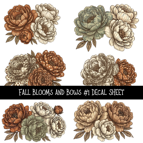 Fall Blooms and Bows UV DTF Decal sheets 3 designs available