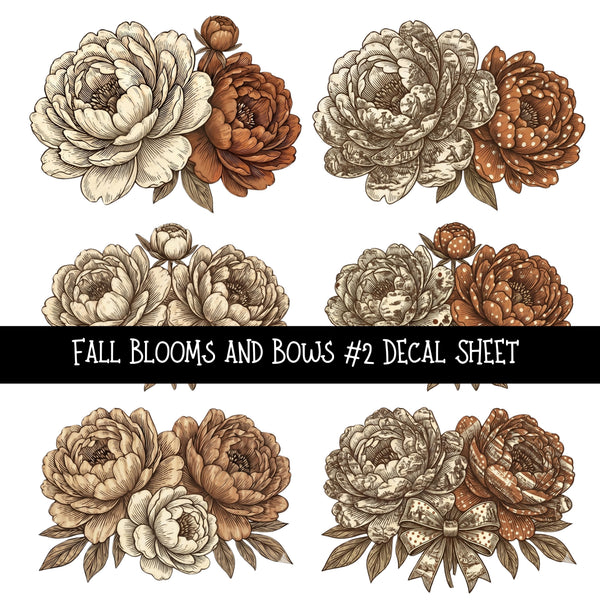 Fall Blooms and Bows UV DTF Decal sheets 3 designs available