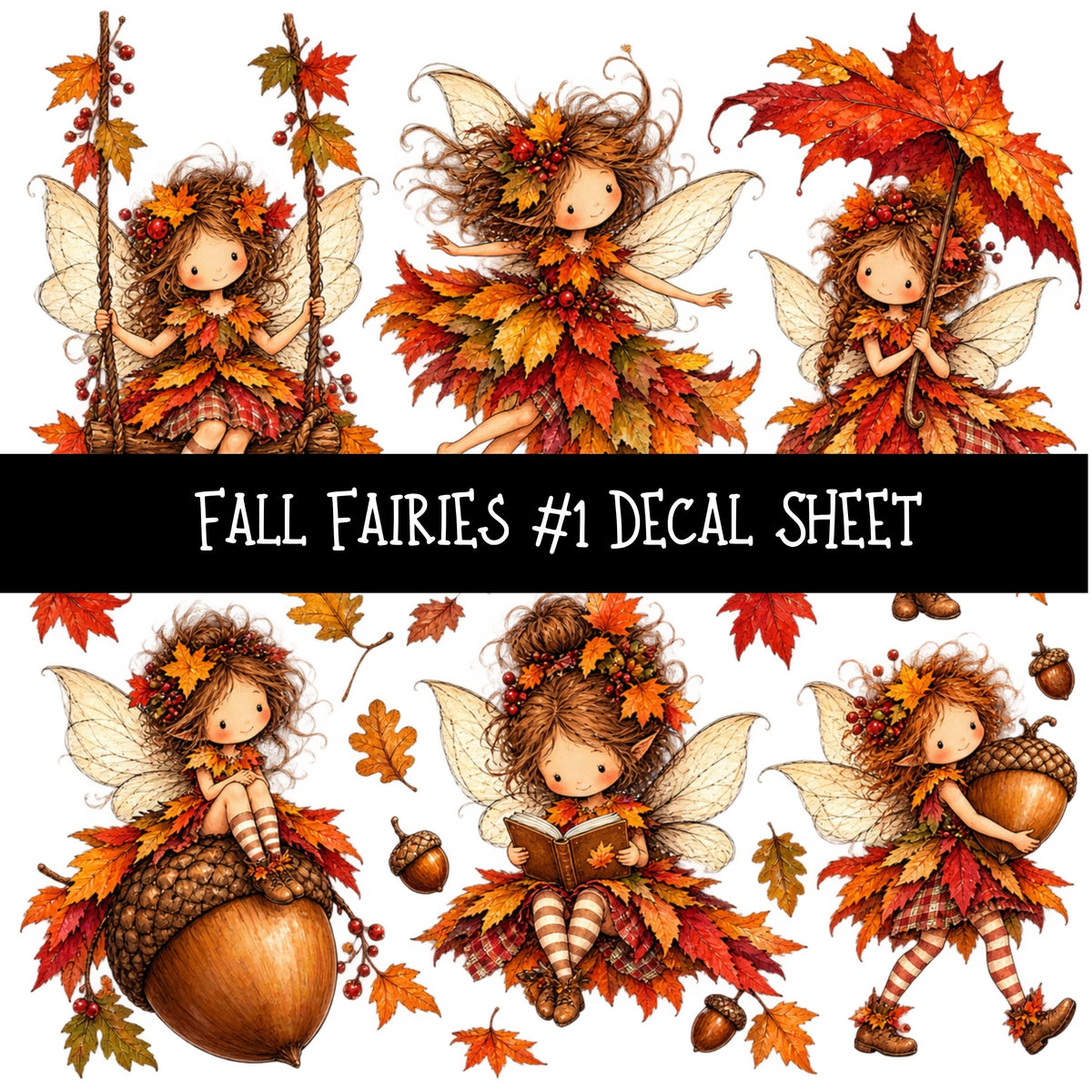 Fall Fairies UV DTF Decal sheets 12 Designs available