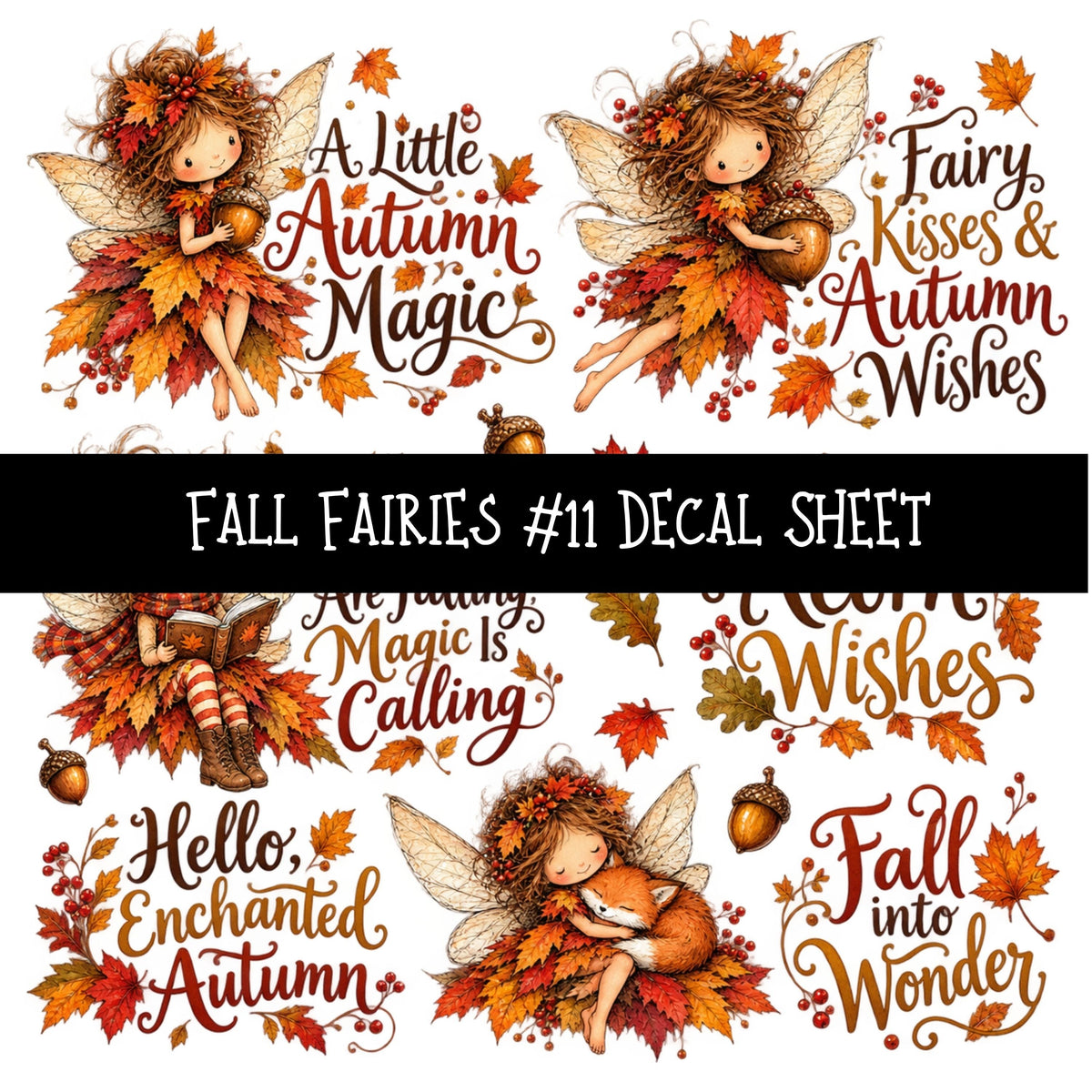 Fall Fairies UV DTF Decal sheets 12 Designs available