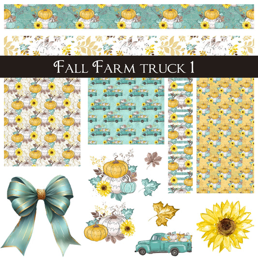 Fall Farm truck UV DTF Decal Sheets 2 design options