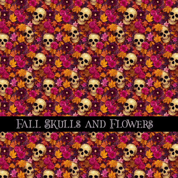 Fall Skulls and Flowers 12x12 vinyl sheet