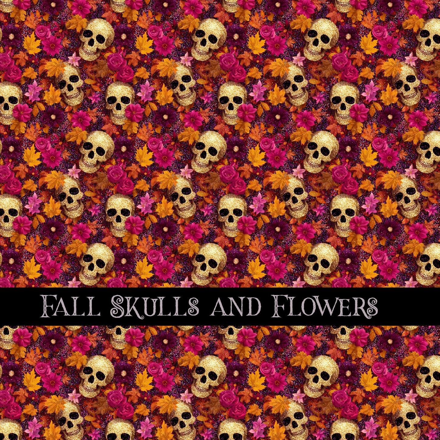 Fall Skulls and Flowers 12x12 vinyl sheet