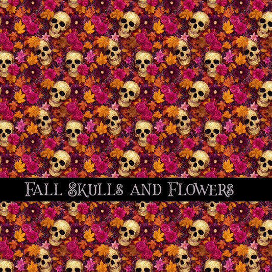Fall Skulls and Flowers 12x12 vinyl sheet