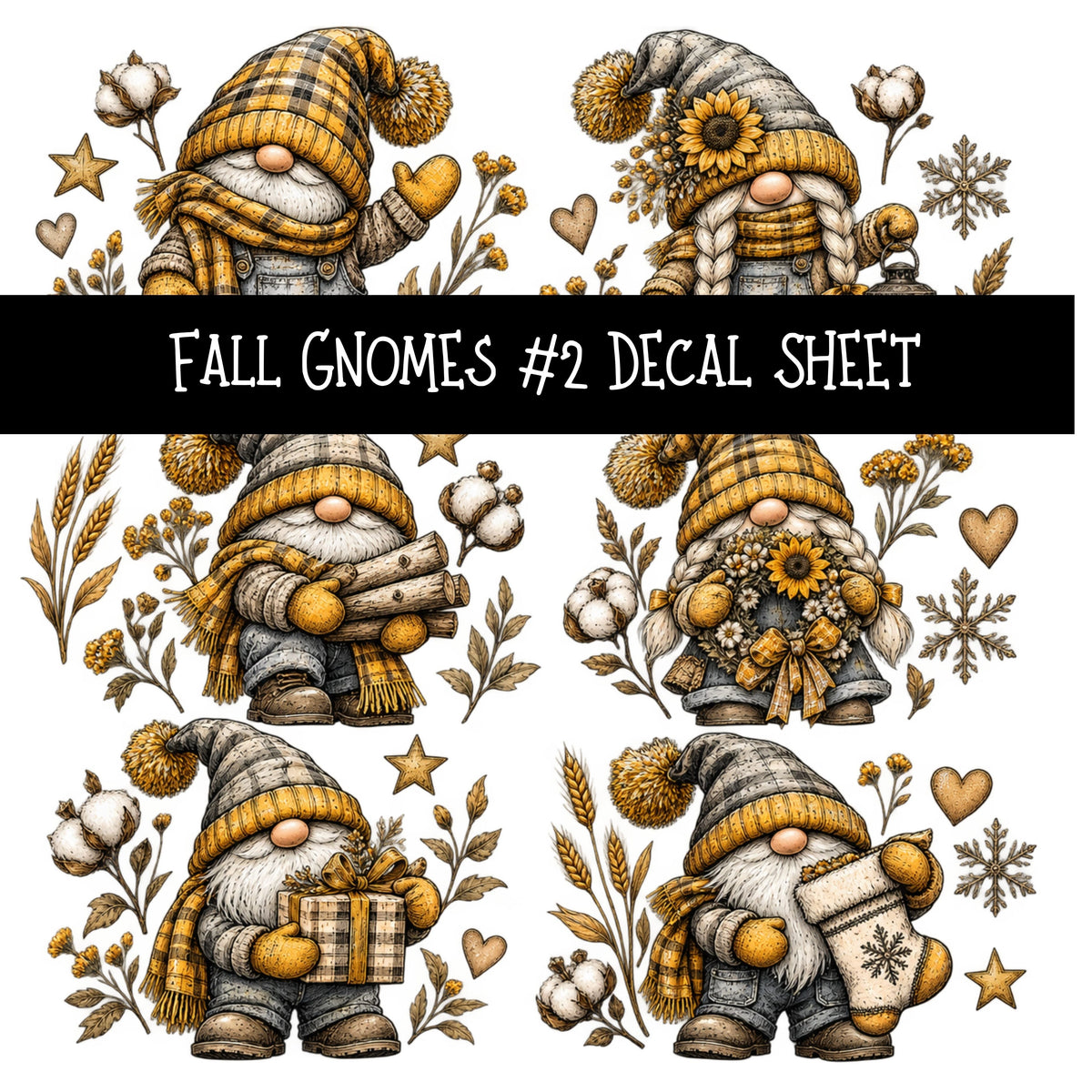 Fall Gnomes UV DTF Decal sheets 13 Designs available