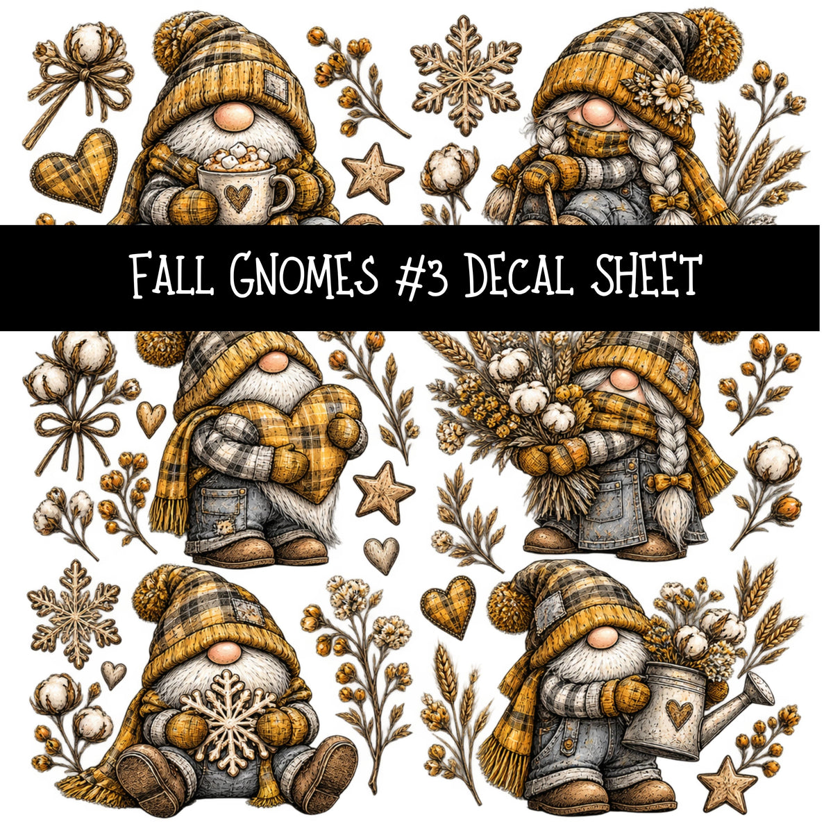 Fall Gnomes UV DTF Decal sheets 13 Designs available