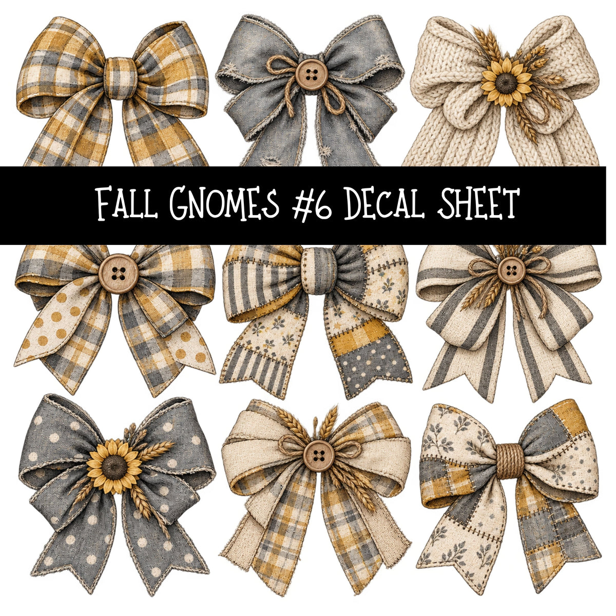 Fall Gnomes UV DTF Decal sheets 13 Designs available