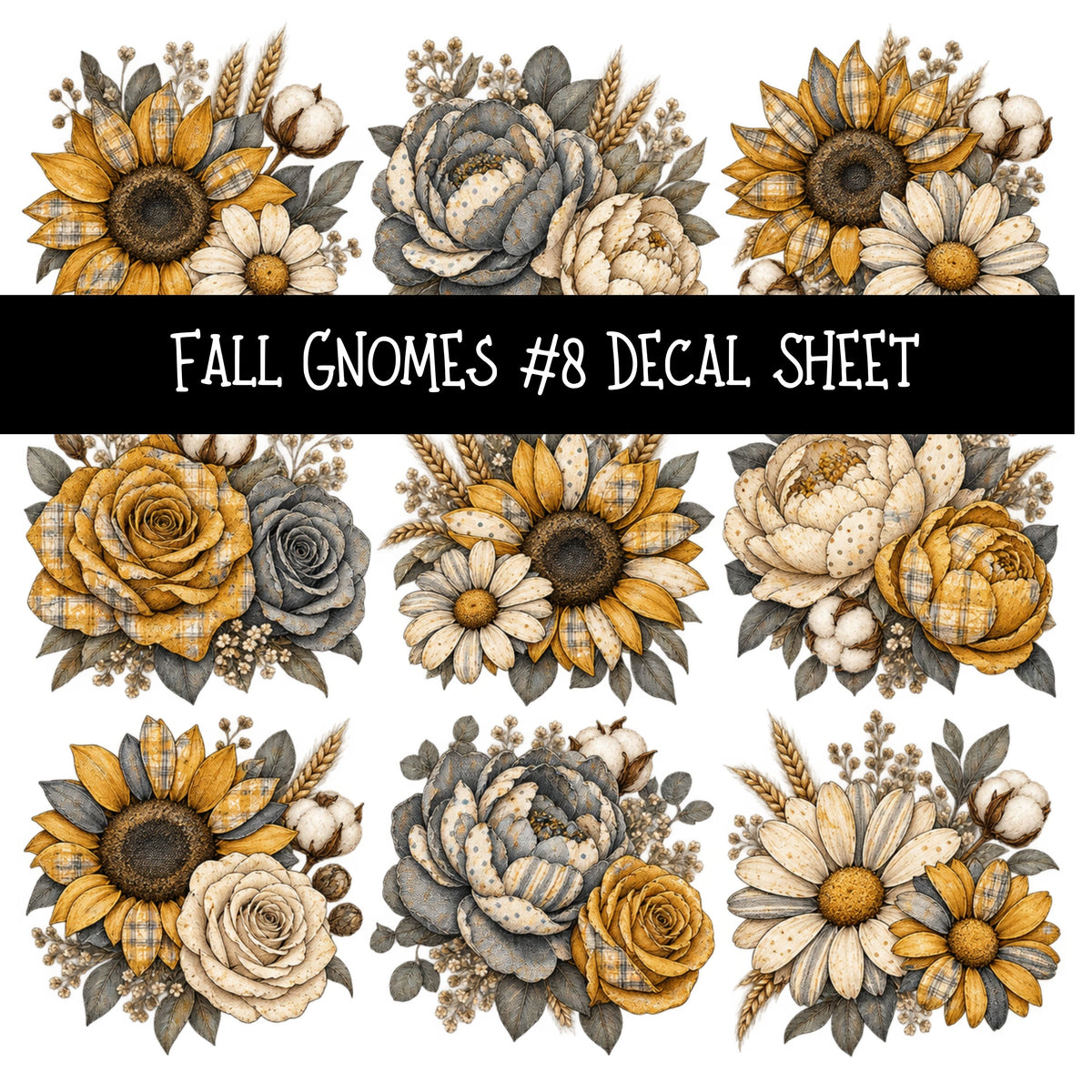 Fall Gnomes UV DTF Decal sheets 13 Designs available