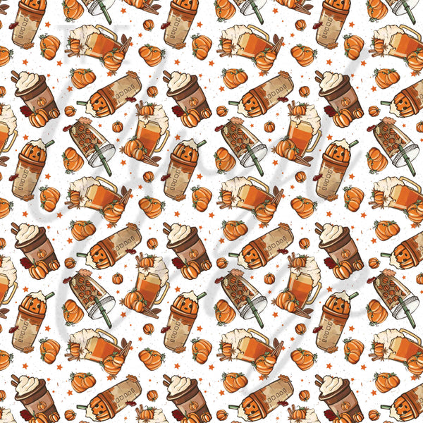 Fall Pumpkin Coffees - Adhesive Vinyl Sheets