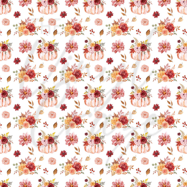 Fall Pumpkins and Floral - Adhesive Vinyl Sheets