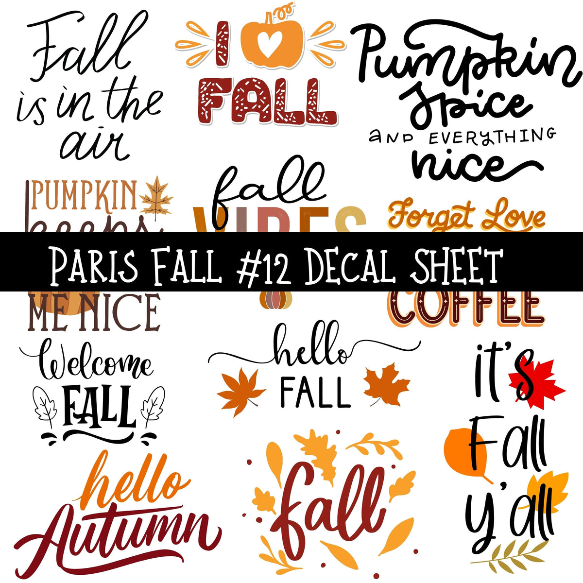Fall in Paris UV DTF Decal sheets 12 Designs available