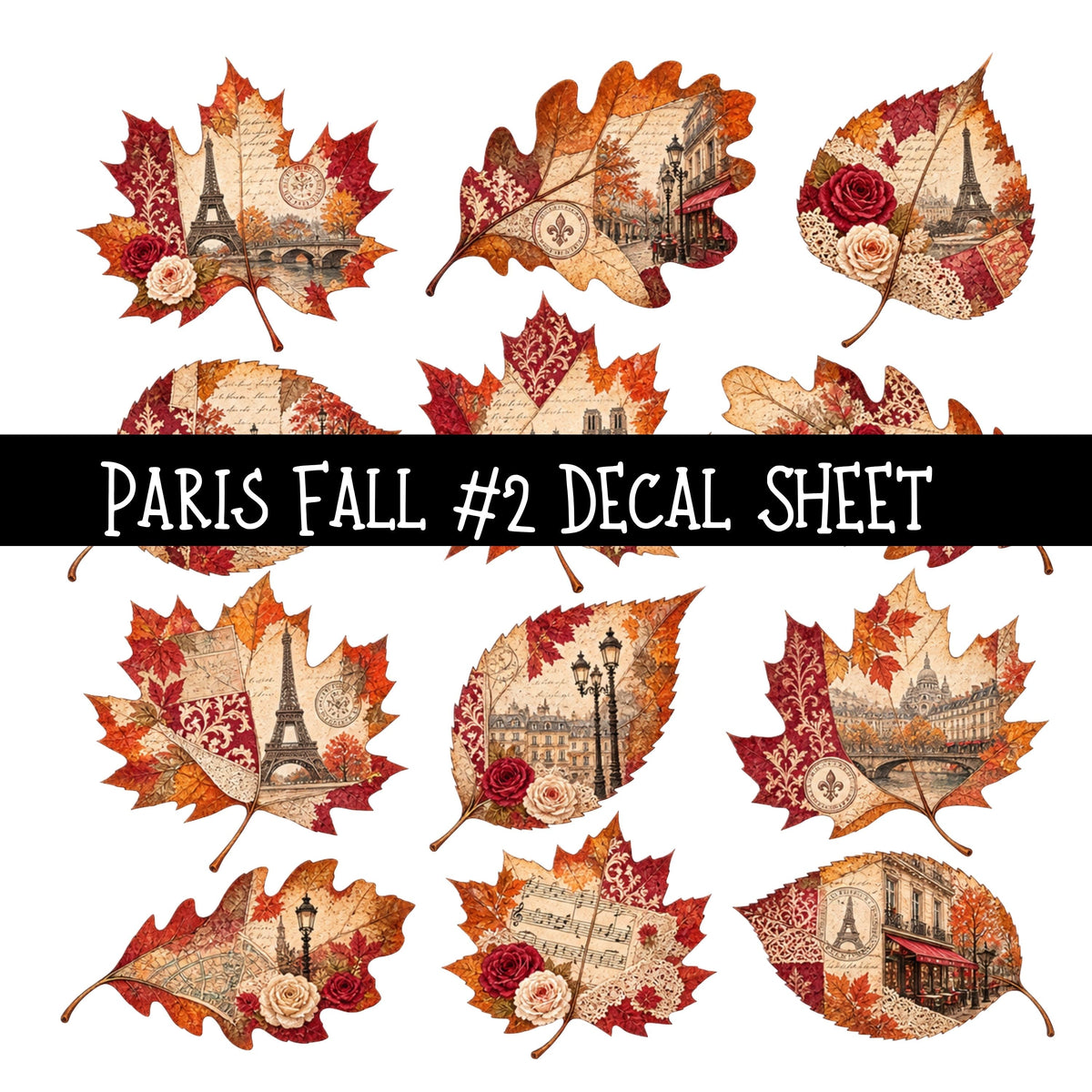 Fall in Paris UV DTF Decal sheets 12 Designs available