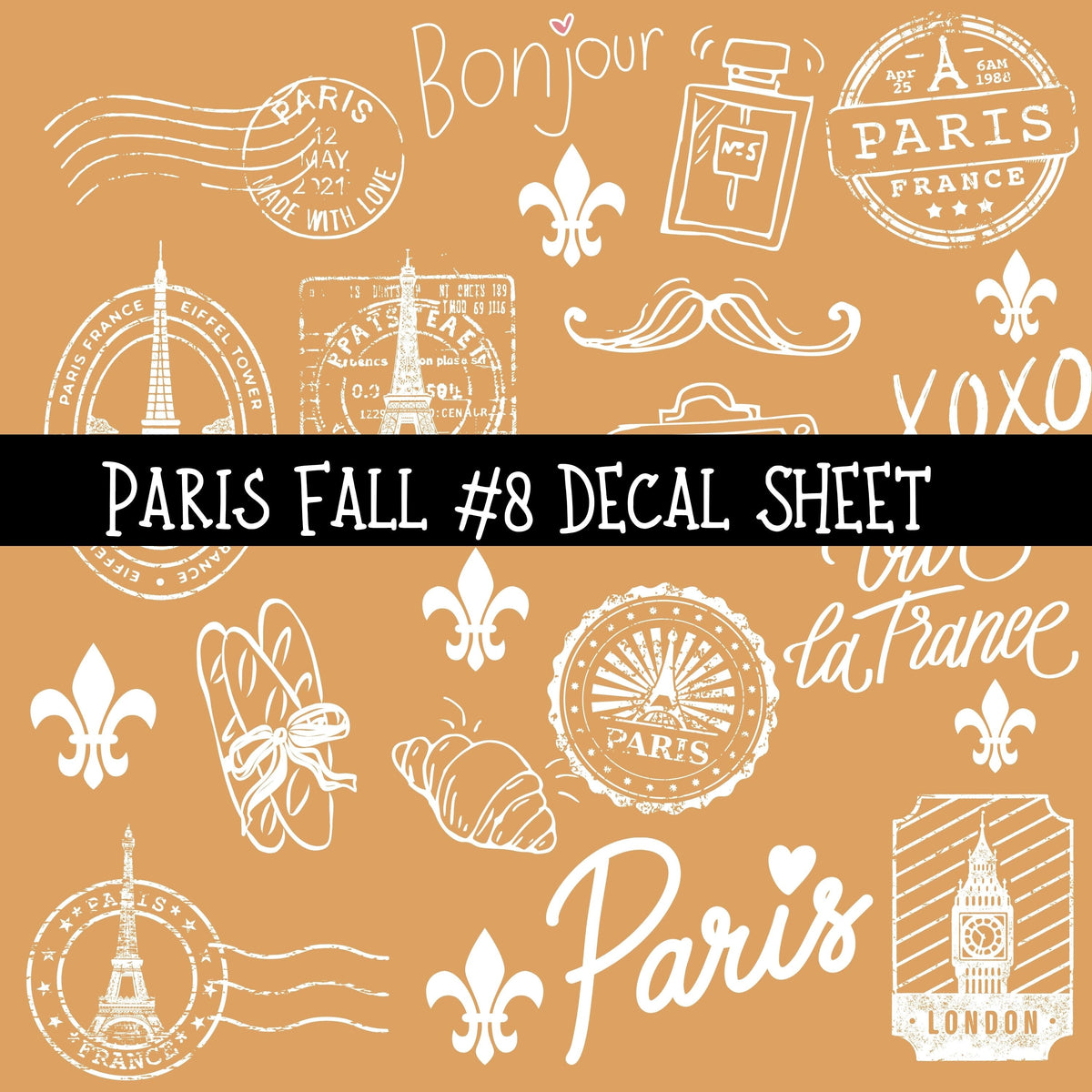 Fall in Paris UV DTF Decal sheets 12 Designs available