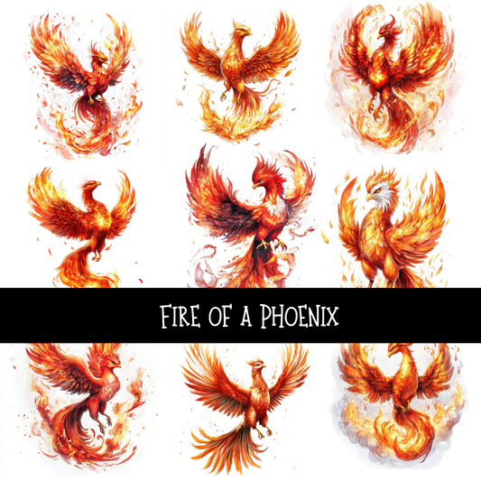 Fire of a phoenix UV DTF Decal sheets