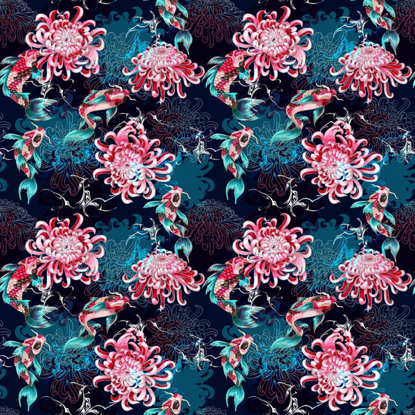 Fish And Flowers - Adhesive Vinyl 12x12 Sheets