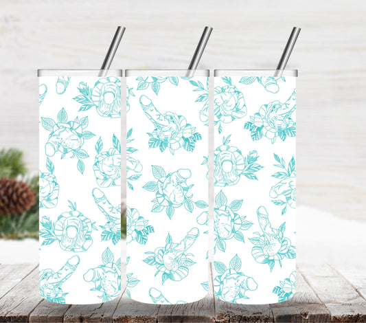 XXX Toile  Teal vinyl tumbler wraps