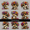 Floral Chicks UV DTF Decal sheets