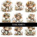 Floral Monkeys UV DTF Decal sheets
