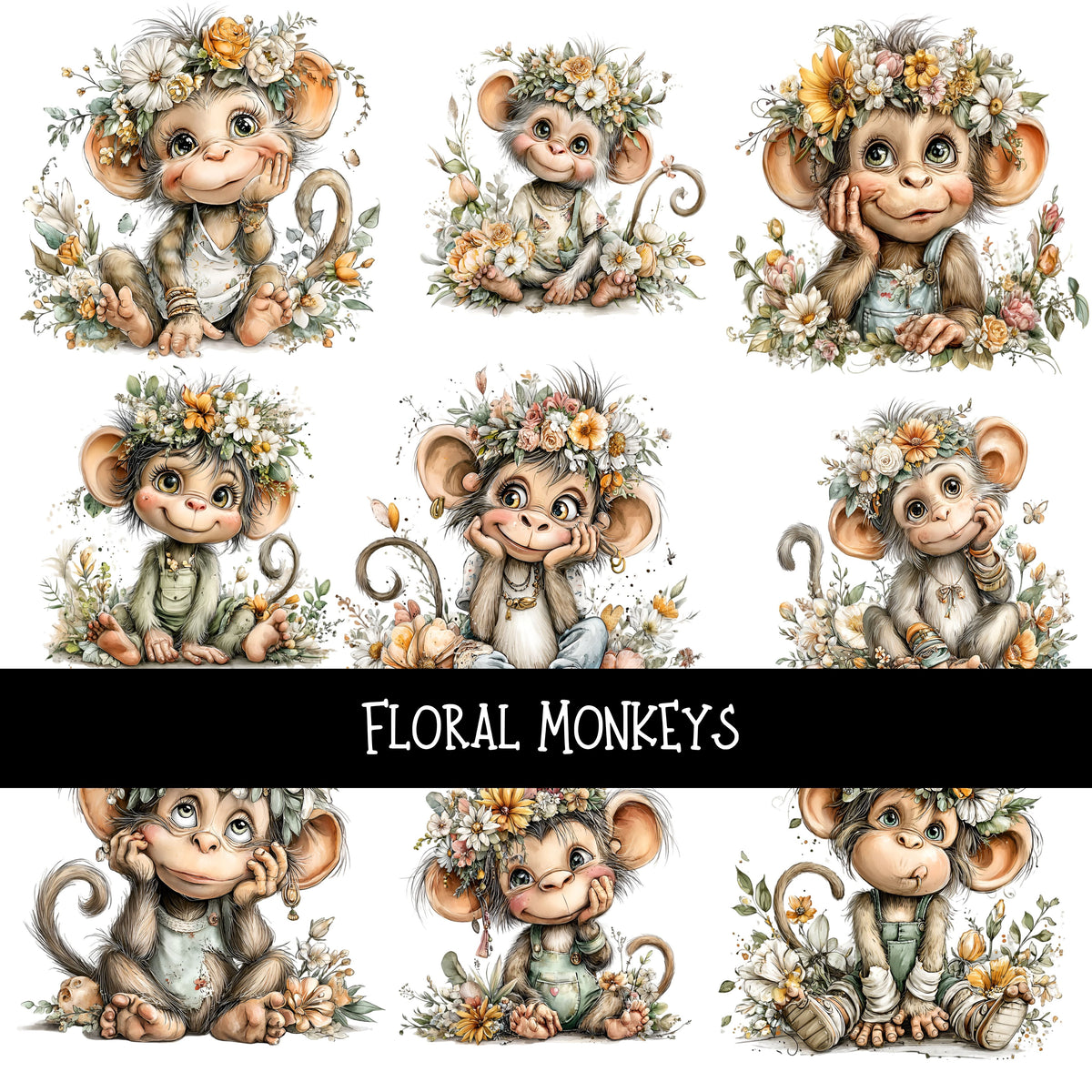 Floral Monkeys UV DTF Decal sheets – 3D Undercover