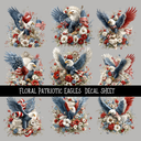 Floral Patriotic Eagles - UV DTF Decal sheets