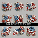 Floral Patriotic Flags - UV DTF Decal sheets