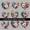 Floral Patriotic Hearts - UV DTF Decal sheets