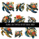 Floral Sea Turtles UV DTF Decal sheets