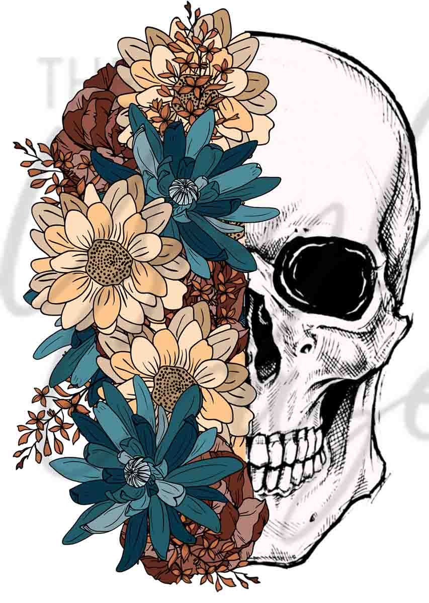 Floral Skull - UV DTF Decal