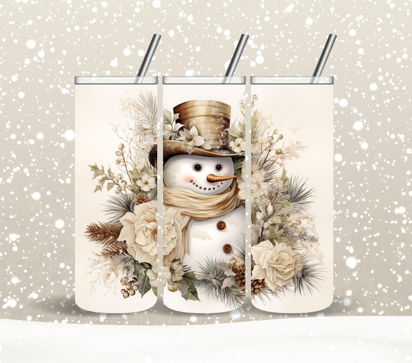 Floral Snowman - Adhesive Vinyl Wrap