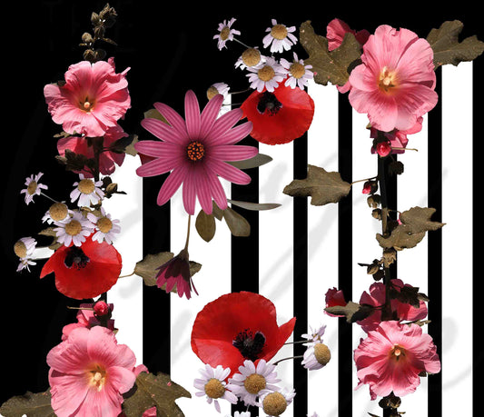 Floral Stripes and Roses - Adhesive Vinyl Wrap