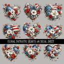 Floral Patriotic Hearts - UV DTF Decal sheets