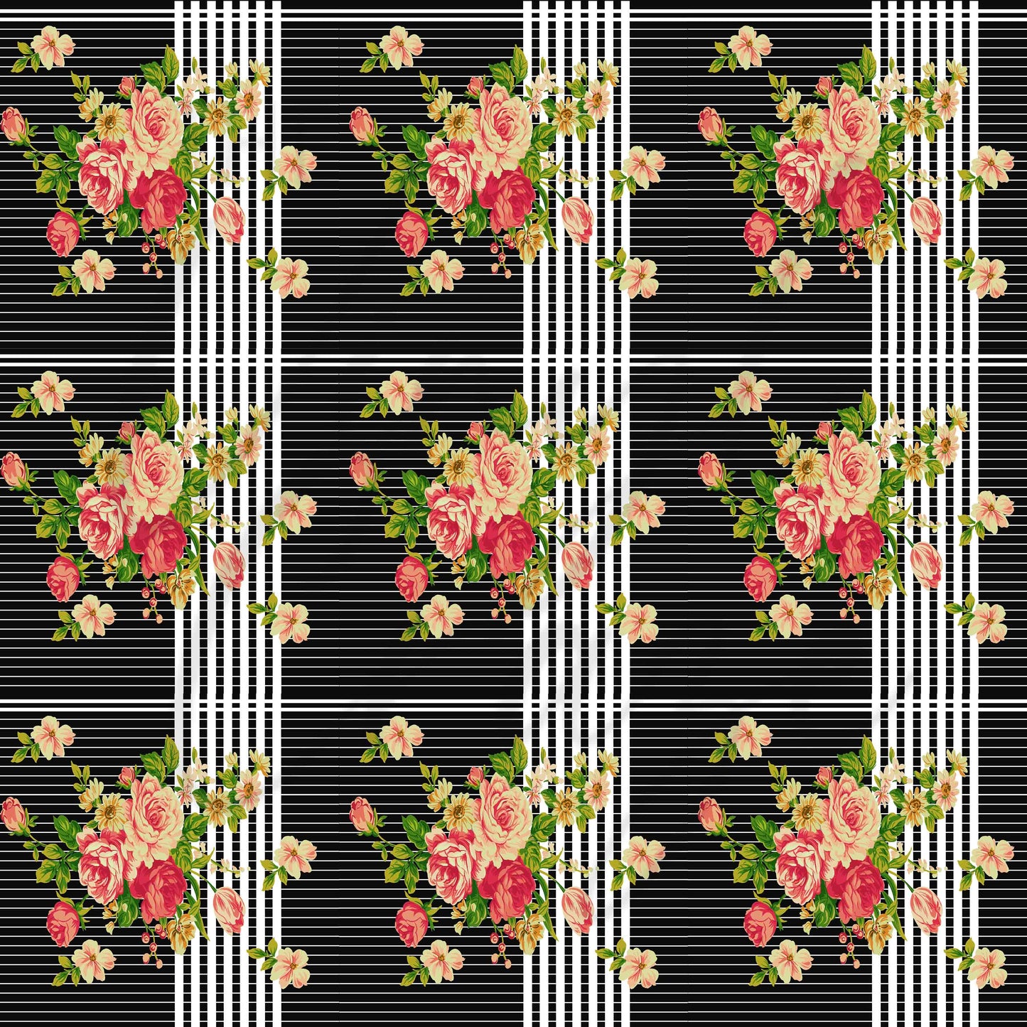 Floral and Stripes - Adhesive Vinyl 12x12 Sheets