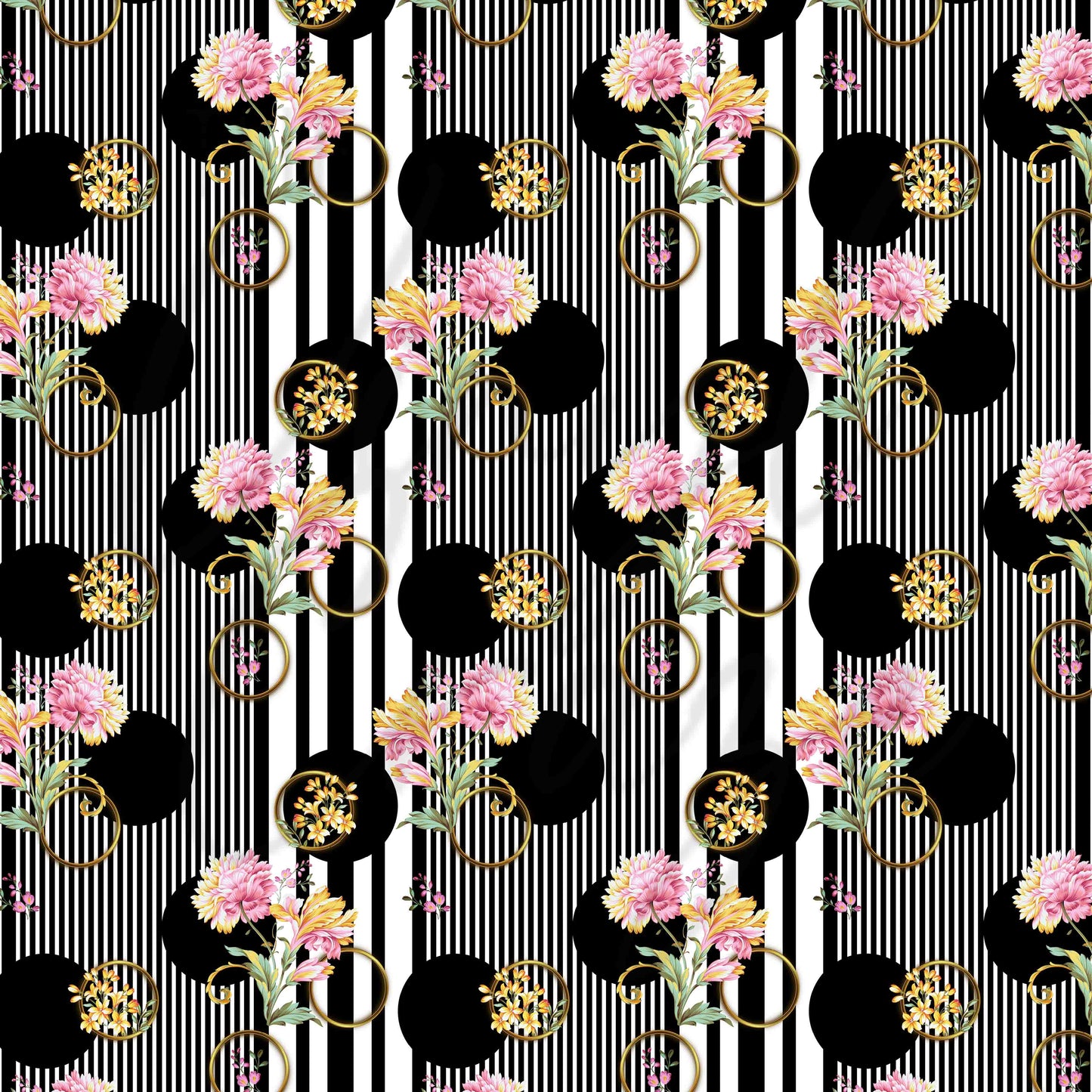 Floral and Stripes - Adhesive Vinyl 12x12 Sheets