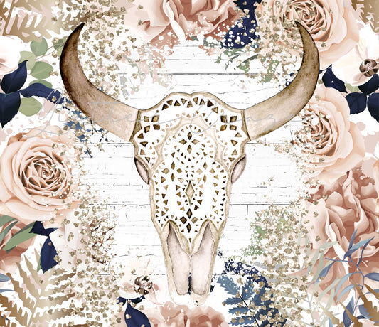 Floral Cow Skull - Adhesive Vinyl Wrap