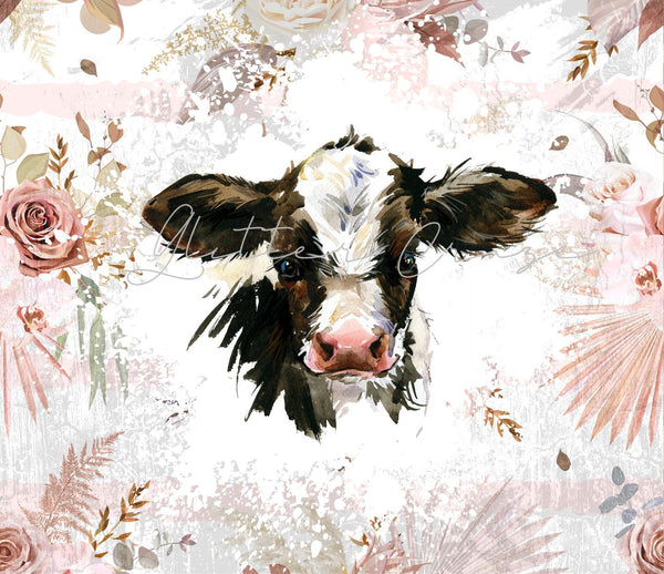 Floral Cow - Adhesive Vinyl Wrap