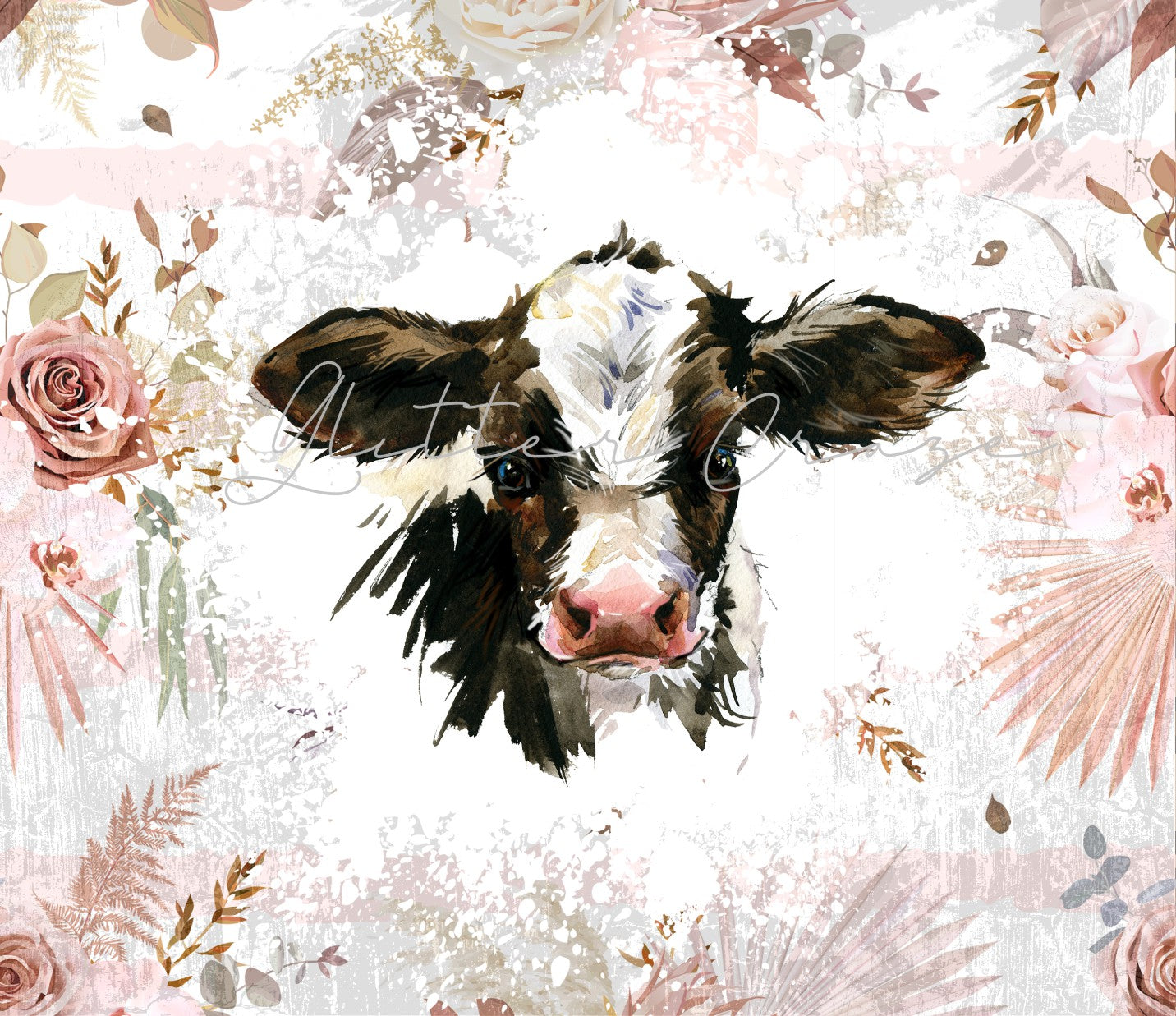 Floral Cow - Adhesive Vinyl Wrap