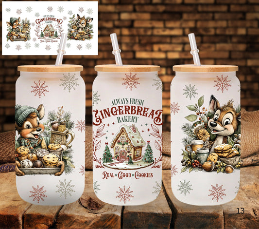 Gingerbread Cafe UV DTF Libbey wrap